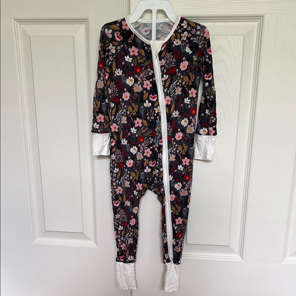 Caden Lane Floral One Piece Pajama/Onesie with Footie option